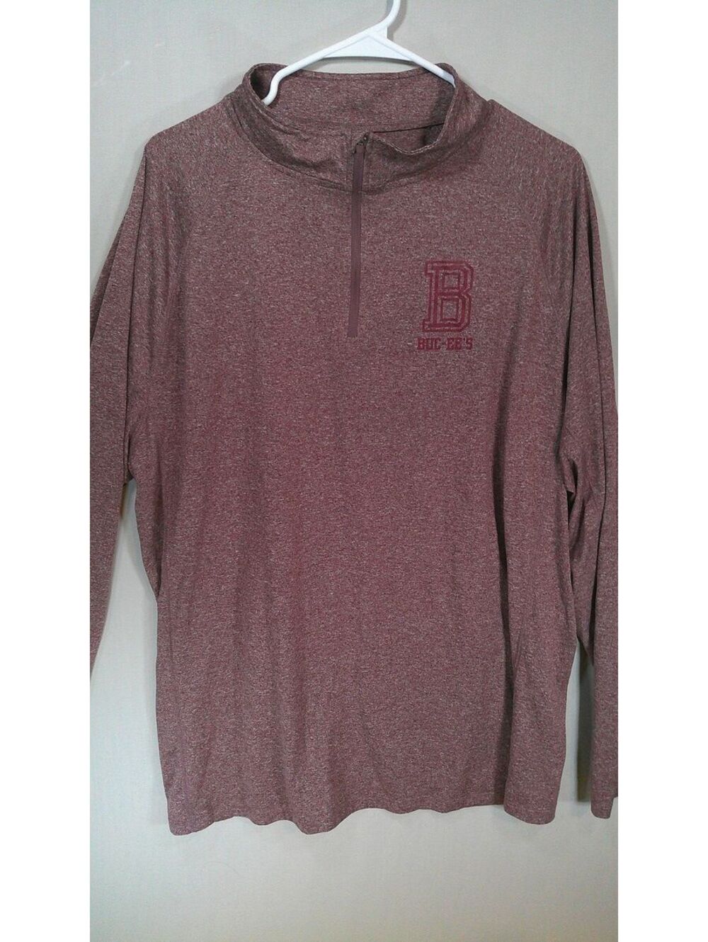 Buc-ee's Men's Maroon Heathered Quarter Zip Pullover Longs